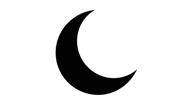 Crescent Moon Shape Silhouette Icon Symbol.