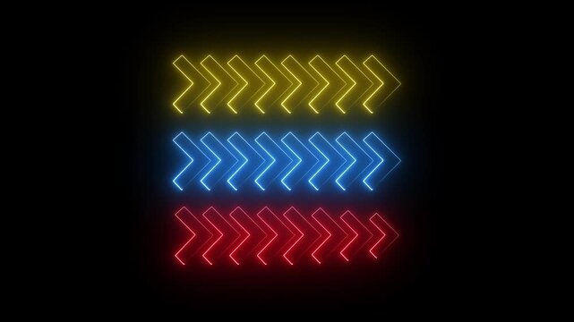Neon Glowing Chevron Arrows Animation - Multi-Color