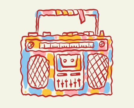 portable boombox radio with cassette deck\ tape recorder