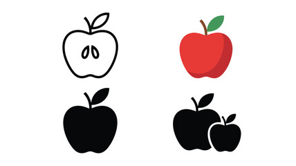 A vibrant and versatile set of apple illustrations in different styles, perfect for design projects, showcasing a range of artistic approaches.