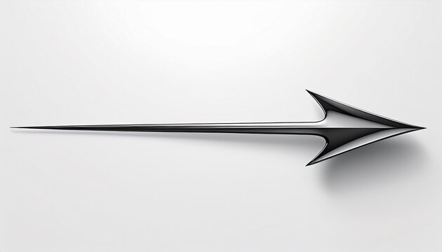 minimalistic arrow with a streamlined clear silhouette isolated on white background