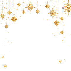Elegant golden stars scattered against a light background for festive holiday decoration