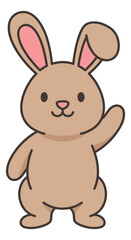 Obraz premium Cute hand drawn illustration of a bunny depicting a friendly greeting for children's projects