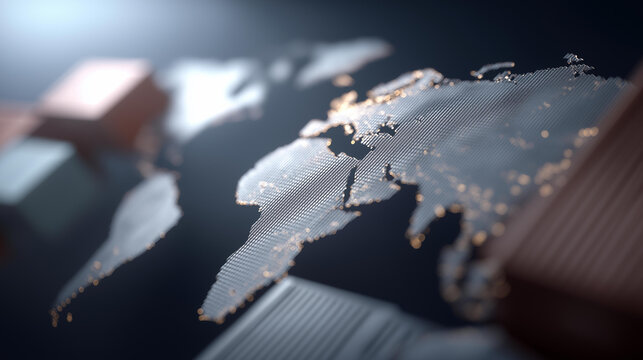 Global trade and finance concept combining world map visualization with import-export data, logistics finance indicators, supply chain funding and international commerce analytics cinematic color