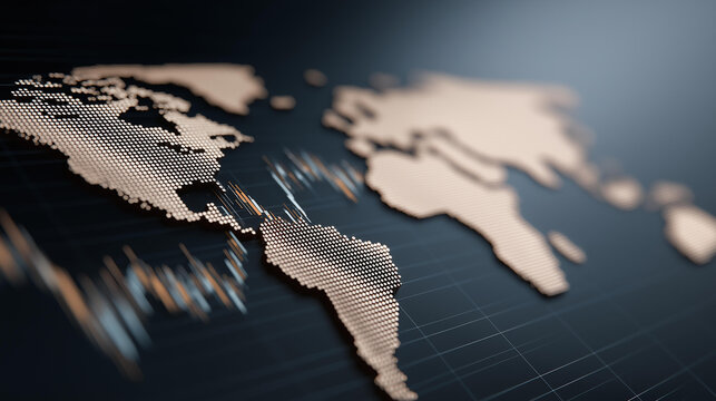 World map economic growth concept featuring financial heatmaps, investment intensity zones, global development indicators and long-term economic expansion analysis cinematic color correction,