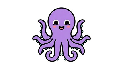 Obraz premium Cute Cartoon Octopus Illustration Design Element.