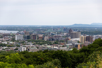 Fototapeta premium Panoramic view of Montreal from lookout during summer.