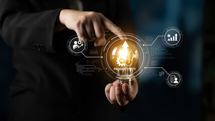 Productivity improvement in digital business, showing productivity tools, productivity tracking,...