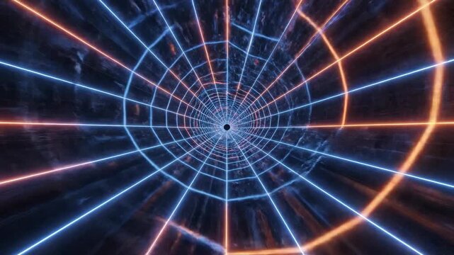 Circular grid tunnel fading into black
