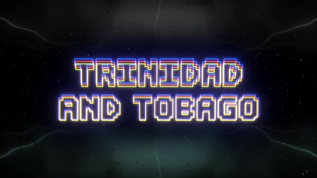 Trinidad and Tobago Neon text with retro background