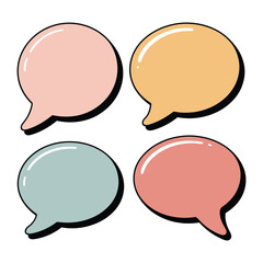 Fototapeta premium Conversation Bubbles: A quartet of pastel-colored speech bubbles, each radiating a unique hue and shape, poised to carry thoughts, ideas, and dialogues. 