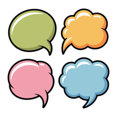 Dialogue Bubbles: A vibrant collection of colorful dialogue bubbles, each with its unique shape and hue, ready to convey thoughts, ideas, and conversations.