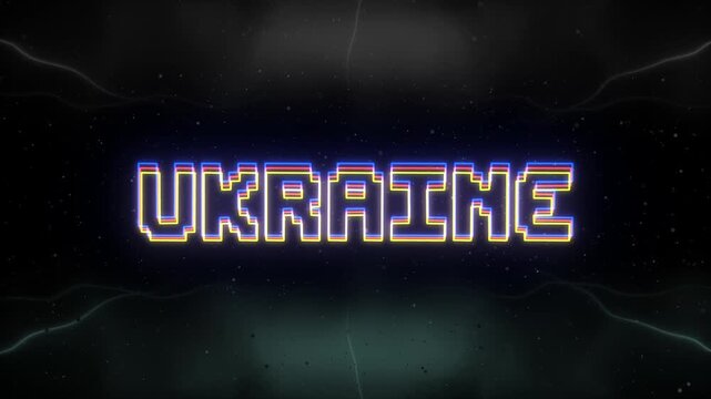 Ukraine Neon text with retro background