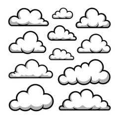 Cloud Group Illustration: A collection of whimsical cloud illustration with soft contours evokes a sense of serenity and lightness.