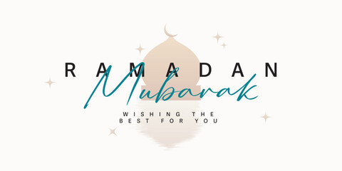Ramadan Mubarak greeting card with crescent moon and stars © Rahmat