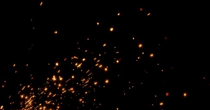 A truly stunning visual presentation showcasing vibrant metal sparks against a deep black backdrop, making it perfect for motion graphics projects and various abstract visual effects