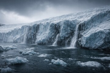 Fototapeta premium Glacier waterfalls and ice