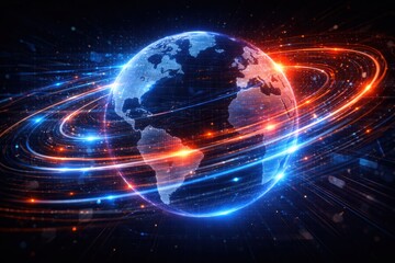 Obraz premium Digital Earth Orbit Lines