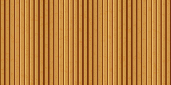 Wood wall panel with slats. Vertical planks with wooden texture, japan interior panel. Brown seamless striped background, modern slatted pattern with texture. Wall decoration, vector Illustration