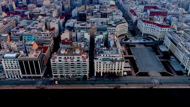 Aerial View of Aristotelous Square and Thessaloniki Waterfron