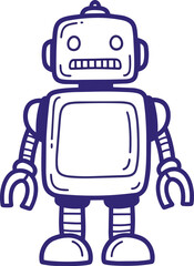 Naklejka premium Friendly Robot Character Outline Vector No Background Transparent Background