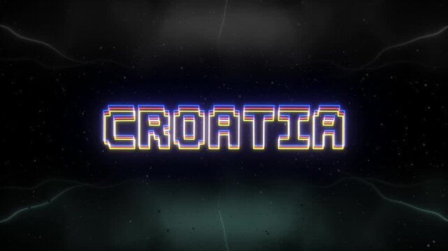 Croatia Neon text with retro background