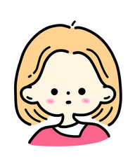 Obraz premium a friendly cartoon character with short blonde hair and a pink top, perfect for designs and illustrations