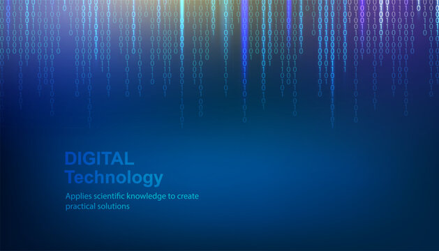 Abstract blue lights background with digital circuits. Vector illustration, contains transparencies, gradients and effects.