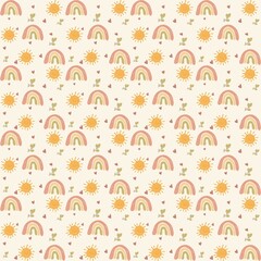 Seamless rainbow and sun pattern for kids nursery. © Zee Mee