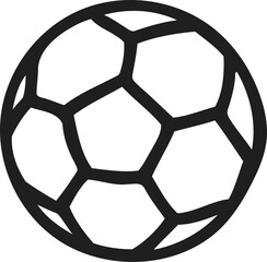 Classic soccer ball outline icon for sports equipment and football game branding use
