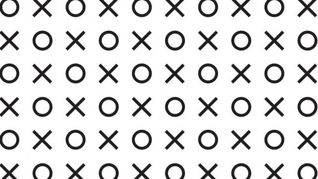 Clean and modern motion graphic featuring a seamless pattern loop of crosses and circles in a Memphis style