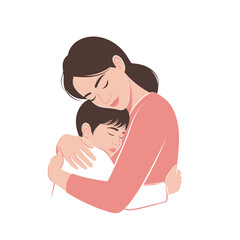 Obraz premium Mother Hugging Child Tenderly with Love.
