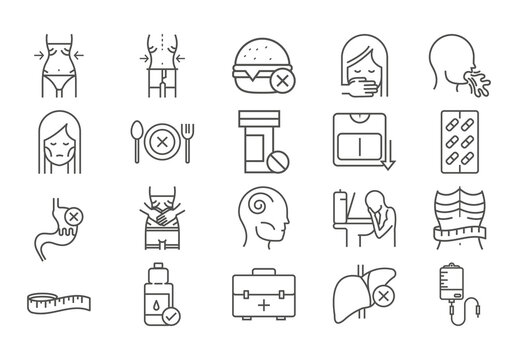 Anorexia Icons Set