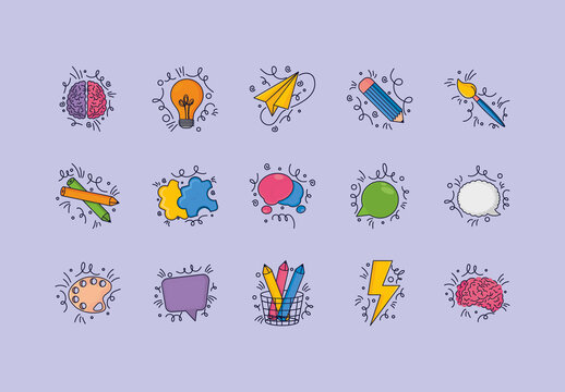 Cartoon Creative Ideas Illustration Set