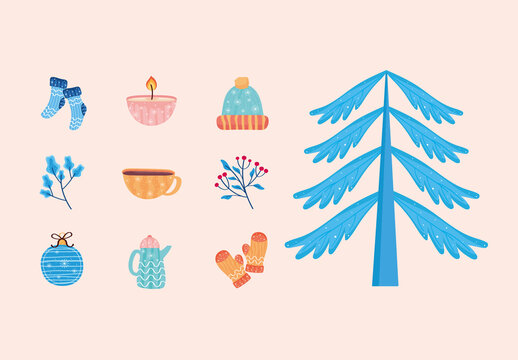 Winter Cozy Illustration Set