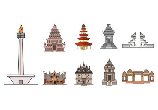 Indonesia Temple Illustration Set