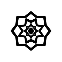 Geometric star shape decorative element for design projects and graphic elements in modern style with symmetry and elegance