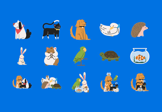 Pets Illustration Design Set