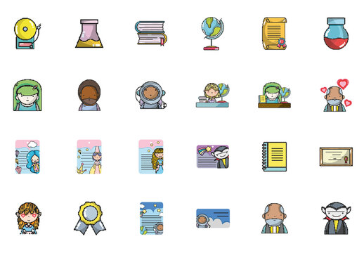 Pop Art School Illustration Set