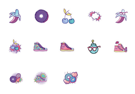 Pop Art Cartoon Illustration Set