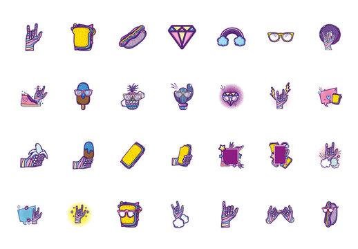 Pop Art Doodle Illustration Set