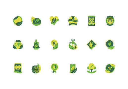 Eco Green Sustainability Icon Design Set