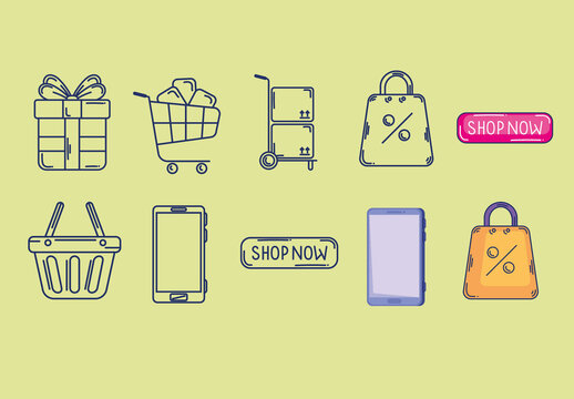 Online Shopping Icons Set
