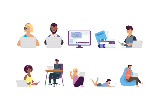 Online Learning Illustration Set