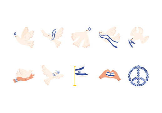 Israel Peace Dove Symbol Design Set