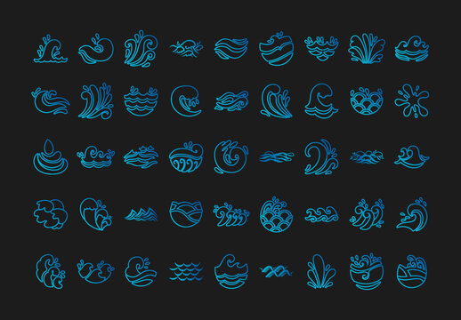 Waves Line Gradient Design Set