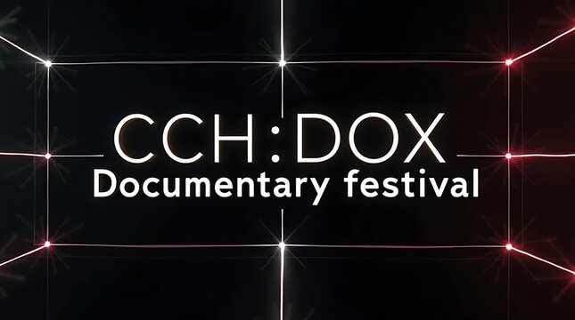 Cch:dox documentary festival with futuristic grid background and vibrant lights