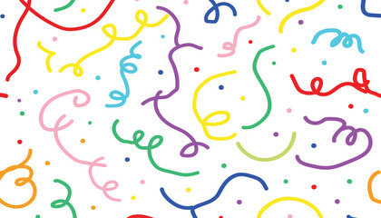 Fototapeta premium Colorful confetti and streamers festive background