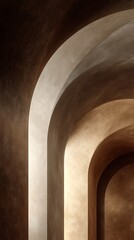 Fototapeta premium Rounded Arch Corridor with Warm Lighting