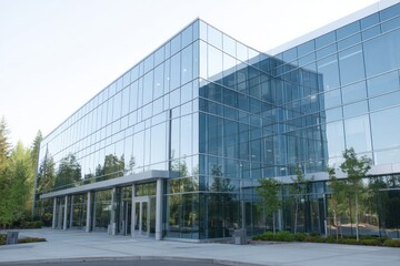 Obraz premium Modern Glass Office Building Exterior Architecture